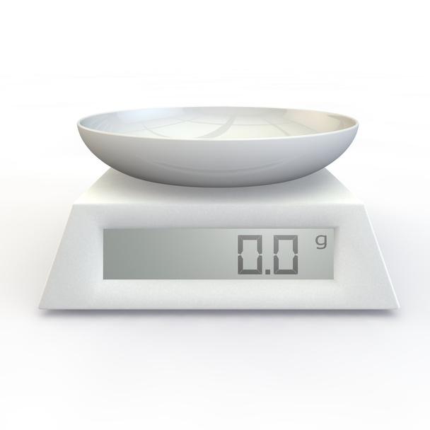 Кухонные весы с фарфоровой чашкой
 - Фото, изображение