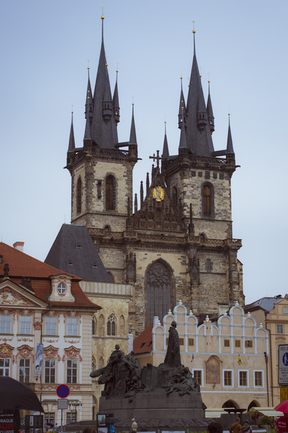 Eski Şehir Meydanı, Meryem Ana, anıt Jan Hus, Prag Tyn Cathedral - Fotoğraf, Görsel