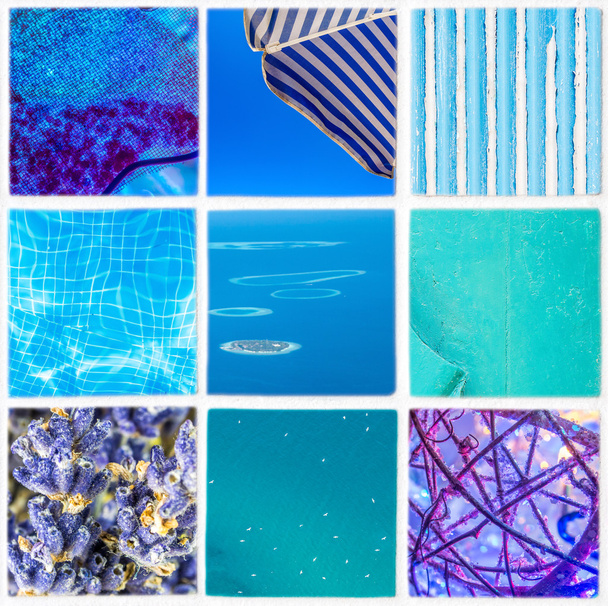 Mosaik blauer Farbtöne im einfachen Stil - Foto, Bild
