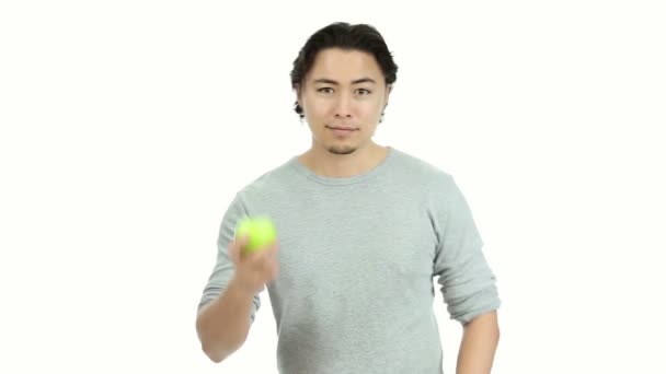 Handsome man with apple - 映像、動画