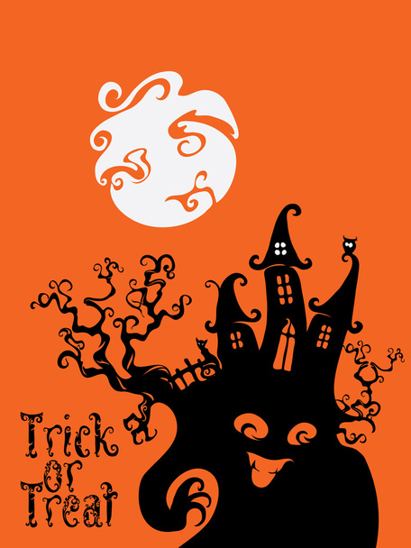 Kísérteties ház Trick Or Treat kártyák tervezése - Vektor, kép