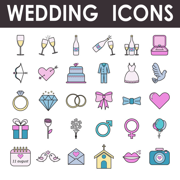 Set di icone matrimonio e amore
 - Vettoriali, immagini