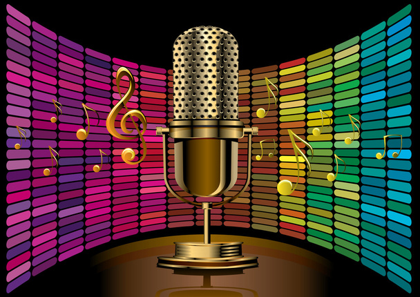 golden microphone model - Διάνυσμα, εικόνα