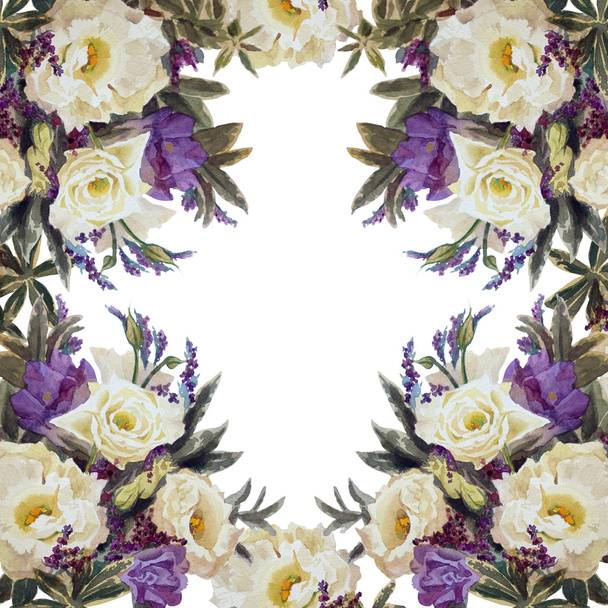 ロマンチックな花の背景。トルコギキョウの花。水彩絵の具 - 写真・画像