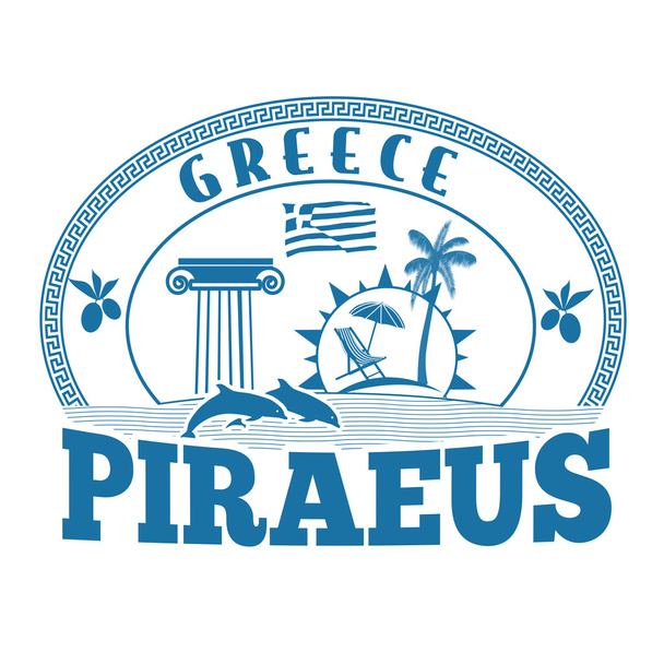 Piraeus, Kreikka leima tai etiketti
 - Vektori, kuva