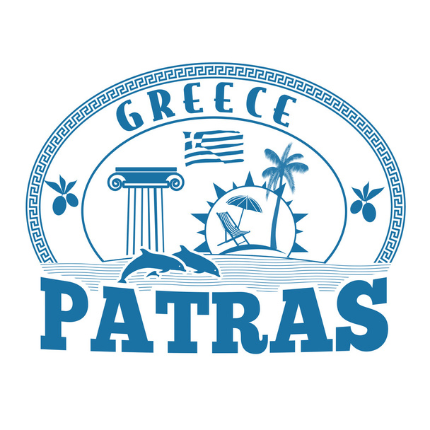 Patras, Yunanistan damgası veya etiket - Vektör, Görsel
