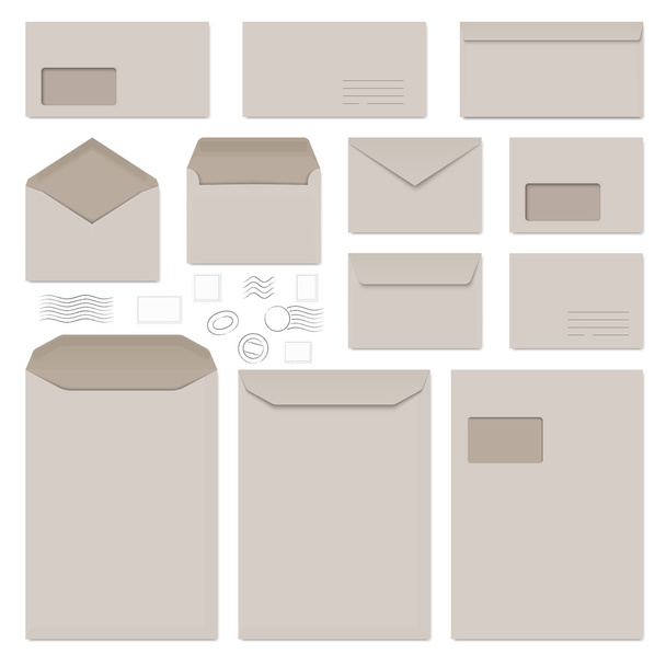 envelopes and postage stamps - Vector, Image