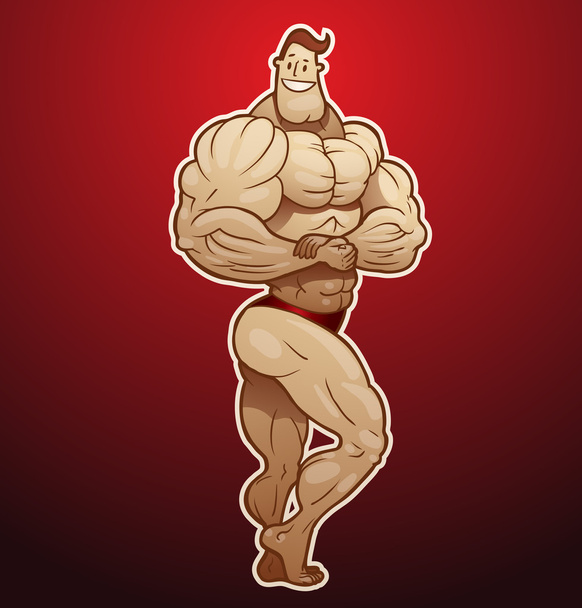Bodybuilder standing sideways - Вектор,изображение