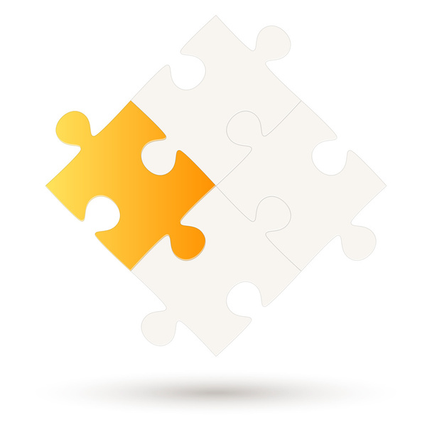 Puzzle with 4 parts and one option - Vector, Image