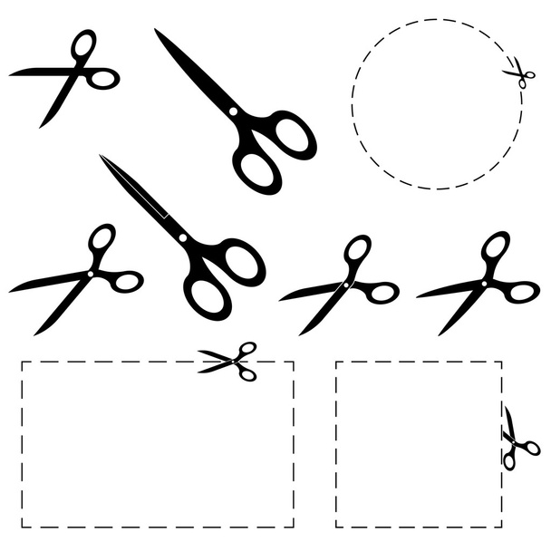tijeras con línea discontinua
 - Vector, imagen