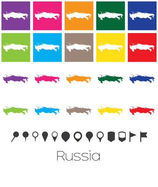 Multiple Colours with Pointers of the map of Russia - Vector, Image