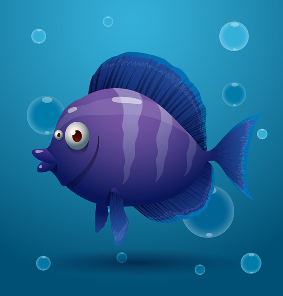 Purple cartoon tropical fish - Vektor, obrázek