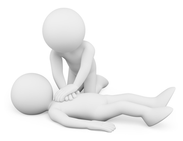 3D white people. Cardiopulmonary resuscitation. CPR - Photo, Image