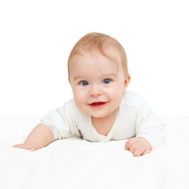 Crawling baby on white background - Fotó, kép