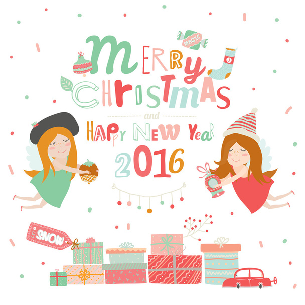 Christmas and New Year Background - Vector, Imagen