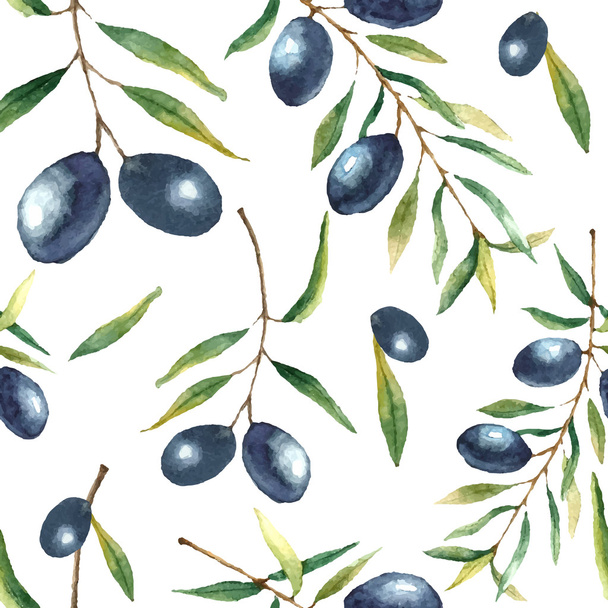 Watercolor olive branch background. - Διάνυσμα, εικόνα