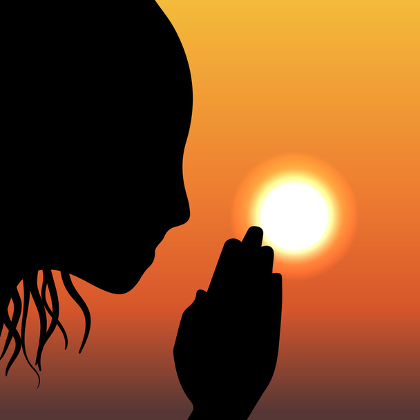 Young woman praying, vector - Vector, Image