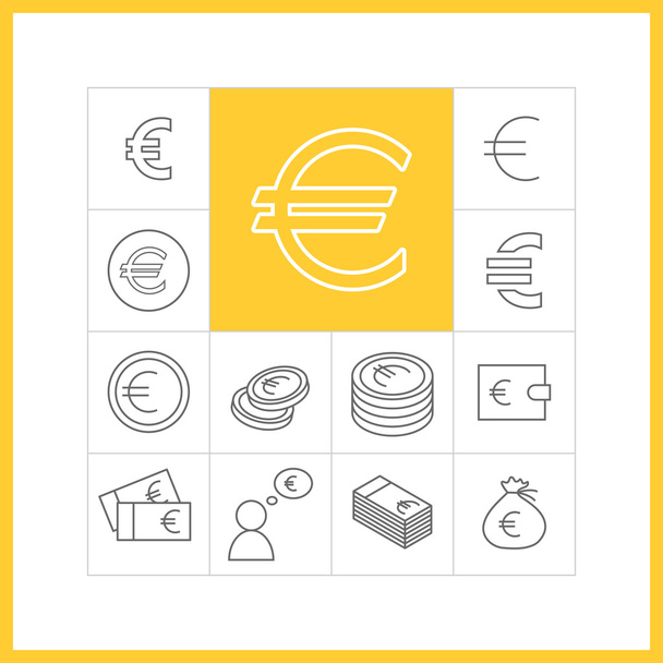 Zestaw prostych ikon euro - Wektor, obraz