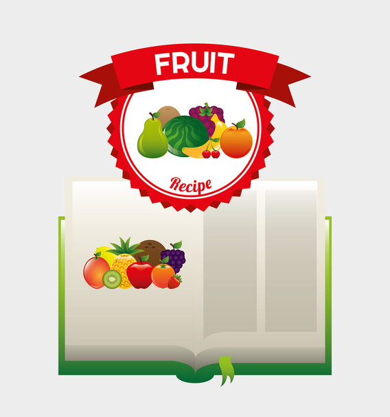 fruit recipe book - Vector, Image