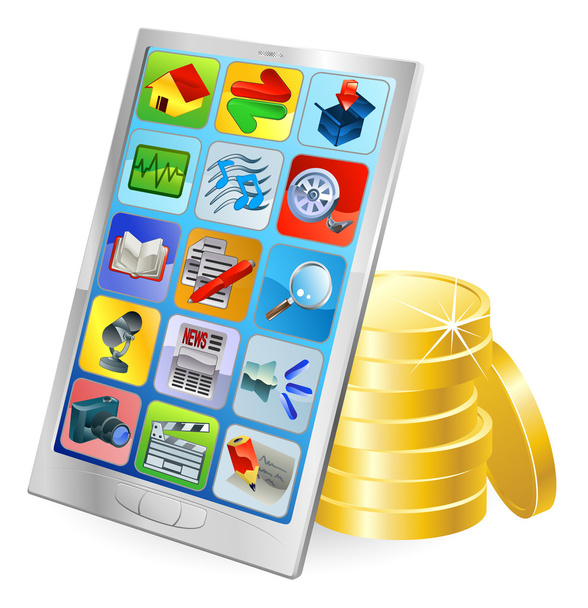 Phone or tablet PC money concept - Διάνυσμα, εικόνα