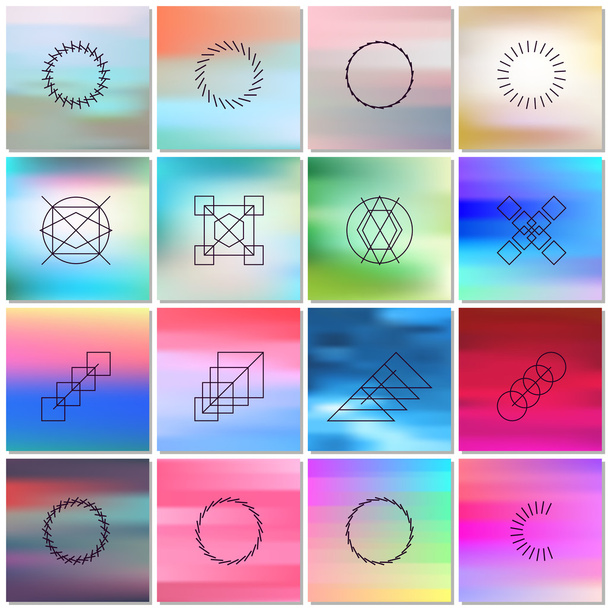 Abstract bright backgrounds with outlines of shapes. - Wektor, obraz