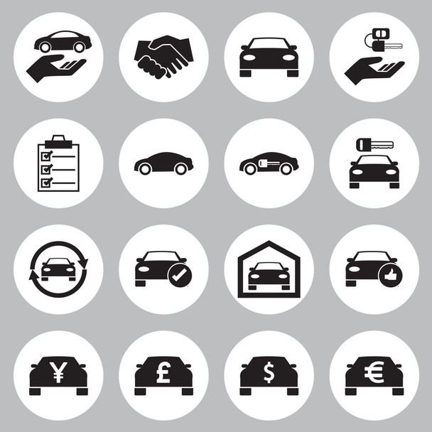 Autoverkauf und Mietwagen-Symbole gesetzt - Vektor, Bild