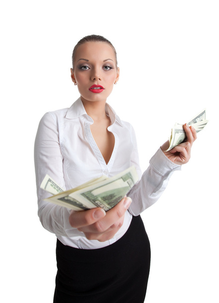Sexy business woman offer a money - Foto, Bild