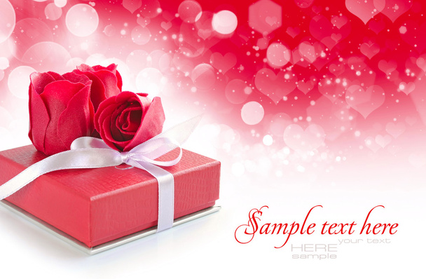 Little red gift on festive background - Foto, Imagem