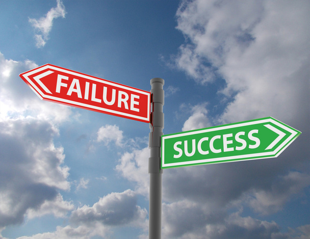 concept van het teken van de weg met woorden mislukking en succes - Foto, afbeelding