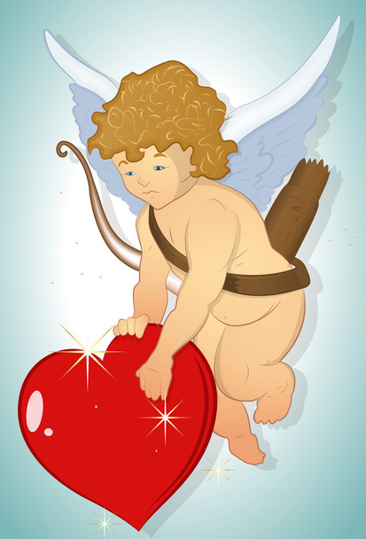 Cupido vetor com coração
 - Vetor, Imagem