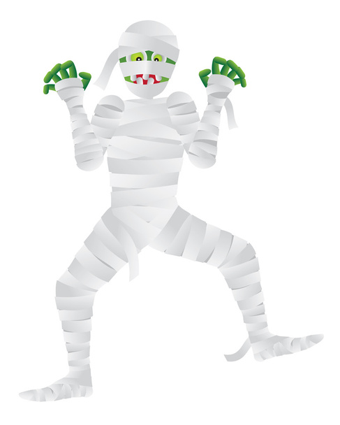 Мумия Хэллоуина с зелеными пальцами
 - Вектор,изображение