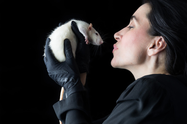 Fekete-fehér patkány nő - Fotó, kép