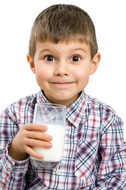 Boy drinking milk. - Valokuva, kuva