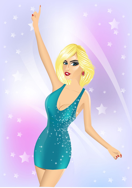 dancing girl on disco party - Vector, Image