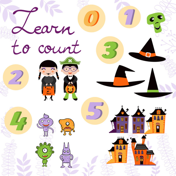 Learn to count  Halloween related cute collection - ベクター画像