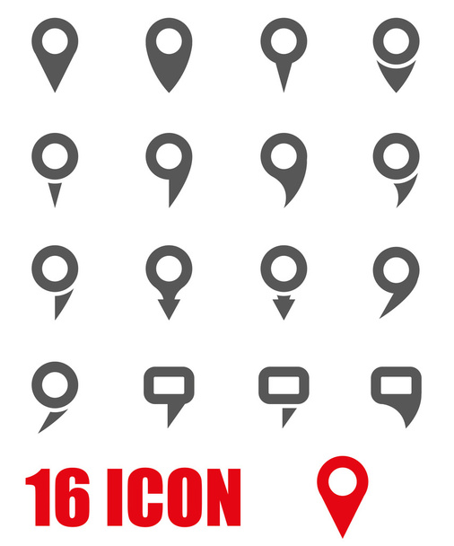 Vector grey map pointer icon set - Vector, Image