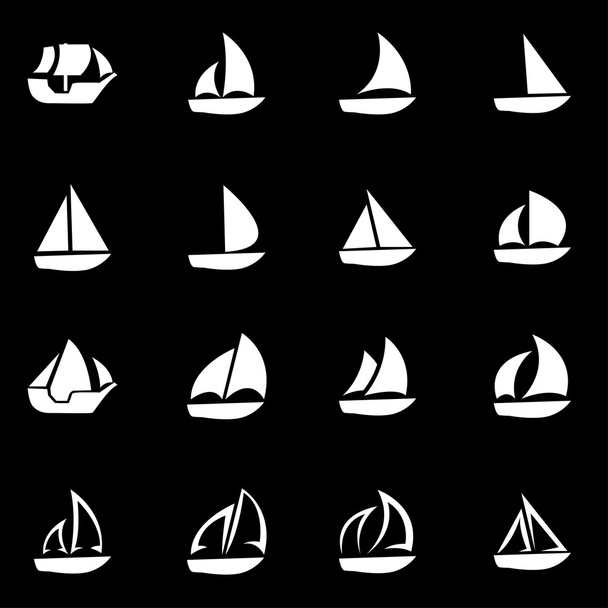 Vector white sailboat icon set - Vektör, Görsel