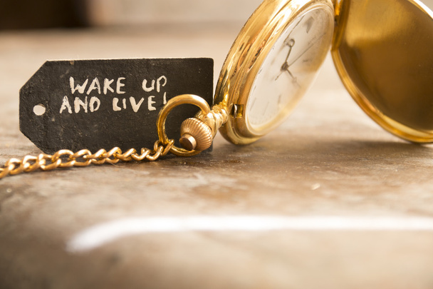 wake up and live and pocket watch - Fotoğraf, Görsel