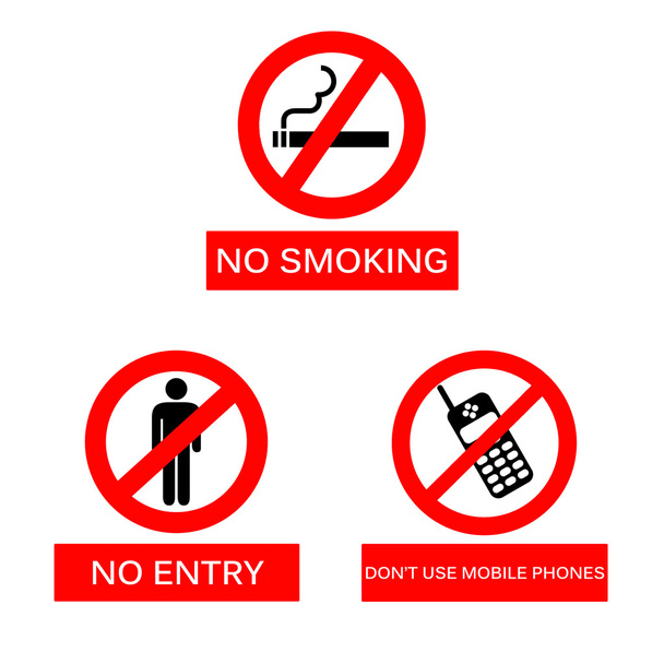 Niet roken, geen vermelding en geen gebruik maken van mobiele telefoons teken op de iso - Foto, afbeelding