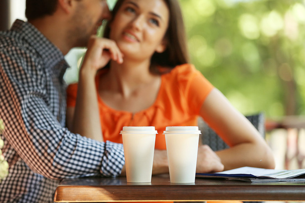 Young couple drinking  coffee - Фото, зображення