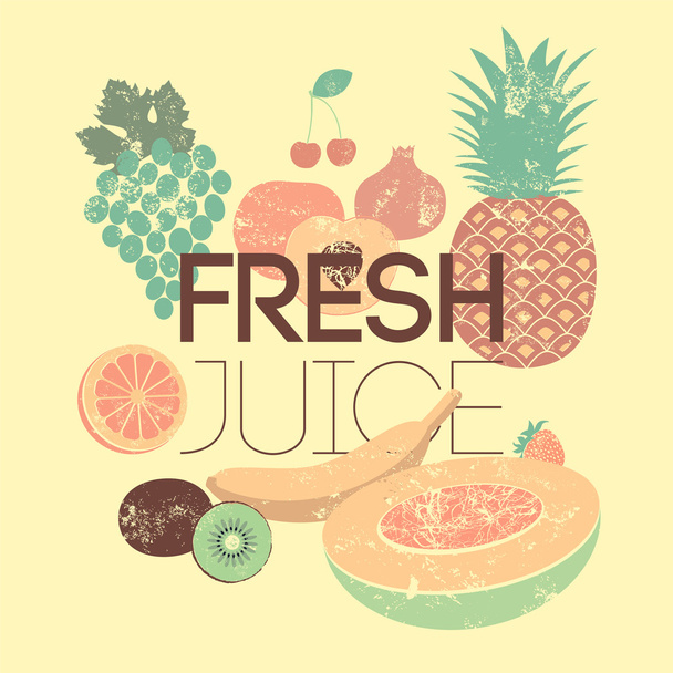 Fresh juice retro grunge poster. Vector typographical design. - Vector, Imagen