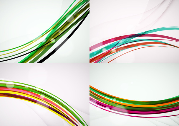 Set of abstract backgrounds. Curve wave lines with light and shadow effects - Vector, Image