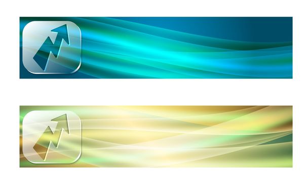 Set van twee banners met golven en transparante flash - Vector, afbeelding