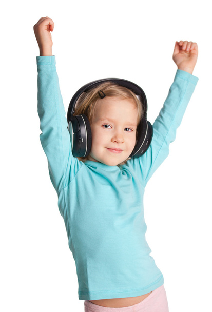 Little girl in headphones - Foto, imagen
