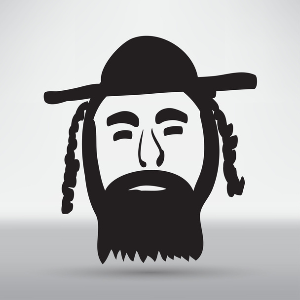Orthodox jew, man in hat icon - Вектор,изображение