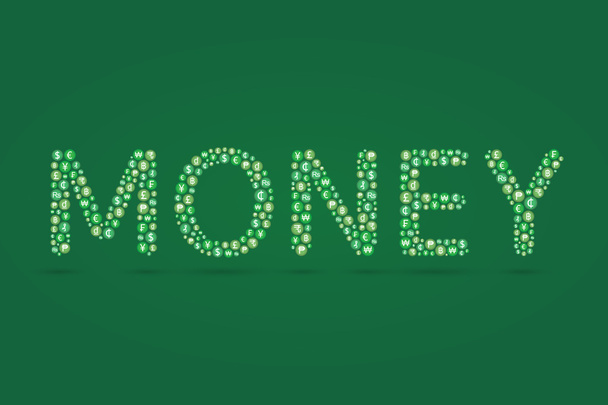 Geldwort und Währungssymbol im Inneren - Vektor, Bild