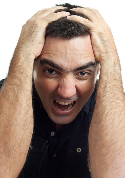 Violent hispanic man yelling with an angry or desperate face - Photo, Image