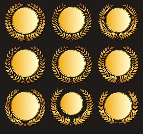 Medalla de oro vectorial y laureles
 - Vector, imagen