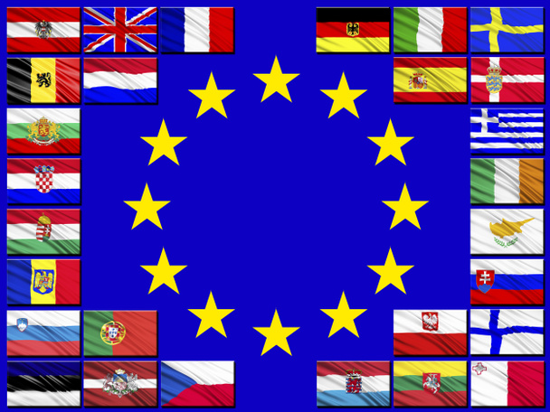 Vlajky zemí patřících k Evropské unii - Fotografie, Obrázek