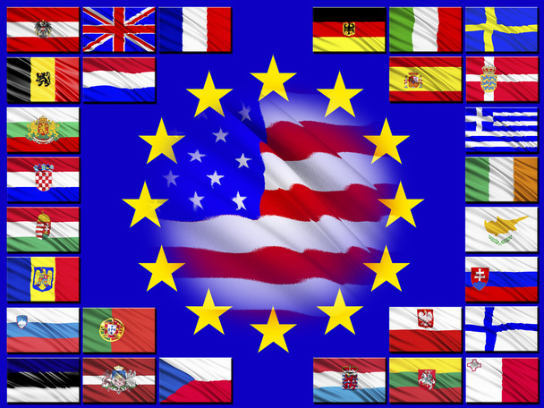 Flags of countries belonging to the European Union - Photo, Image